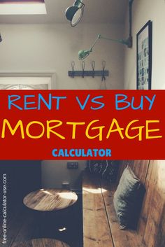 rent vs buy mortgage calculator with the words rent versus buy on top of it