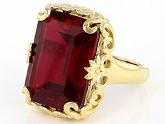 14.45ct Red Lab Created Ruby 18k Yellow Gold Over Sterling Silver Ring. Measures Approximately 0.84"L x 0.63"W. Not Sizable Red Lab, Silver Engagement Ring, Engagement Ring For Women, Gold Wrap, Golden Ring, Sterling Silver Engagement Rings, Expensive Jewelry, Ruby Gemstone, Womens Engagement Rings