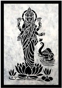 an image of the hindu god standing in front of a swan and water lilyes