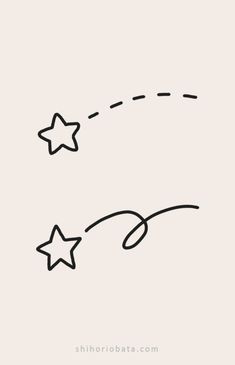 a drawing of two stars flying in the air with one star on it's side