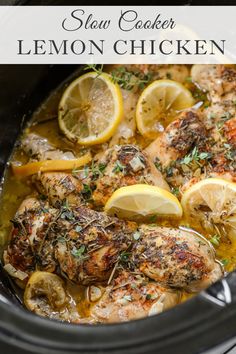 slow cooker lemon chicken in a crock pot