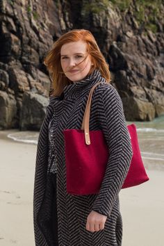 Made to order tote Wool Tote Bag For Daily Use, Wool Tote Bag For Everyday Use, Daily Use Wool Tote Bag, Wool Tote Bag For Travel, Modern Winter Bags For Everyday Use, Modern Everyday Winter Bags, Casual Red Bags For Winter, Casual Red Winter Bags, Casual Red Bags