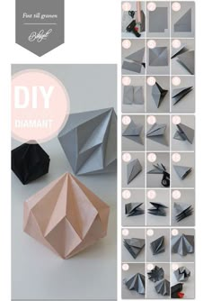 the instructions for how to make an origami paper ball with different shapes and sizes