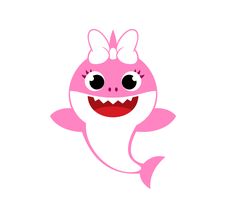 a pink shark with big eyes and a bow on its head