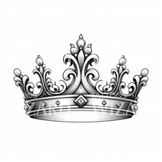 a black and white drawing of a crown