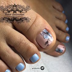 Blue Nail Art Designs, Summer Toe Nails, Pink Nail, Pedicure Nail Art, Beautiful Nail Designs