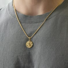 Gold Coin Pendant Rope Box Chain Necklace For Men or Women - Necklace - Boutique Wear RENN Mens Gold Pendant Necklace, Mens Gold Necklace Pendants, Mens Pendant Necklace Gold, Gold Men Necklace, Men’s Jewlery Gold, Man Necklace Gold, Pendant Men Gold, Mens Jewelry Necklace Gold, Men Pendant Necklace