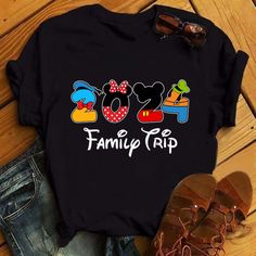 Funny 2024 Family Disney Trip Women's T-shirt Summer Female Clothing Tees Casual Short Sleeves Family Disney Trip, Disneyland Vacation, Female Clothing, Disney Trip, 2024 Fashion, Disney Vacations, Disney Trips, Kids And Parenting, Cotton T Shirt