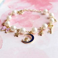 Sailor Moon Bracelet, Gold Filigree Bracelet, Pearl Charm Bracelet, Sister Bracelet, Moon Bracelet, Silver Bracelets For Women, Turquoise Bead Bracelet, Shell Bracelet, Bangle Bracelets With Charms