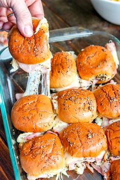 These EASY hot Ham & Cheese Sliders are PERFECT for holidays, game days or random Wednesdays. Make a double batch to feed a crowd! rnrn#sliders #appetizers Ham And Pineapple Sliders, Pineapple Sliders, Ham And Pineapple, Ham Cheese Sliders, Breakfast Slider, Holiday Appetizers Easy, Breakfast For A Crowd, Breakfast Appetizers, Hot Appetizers