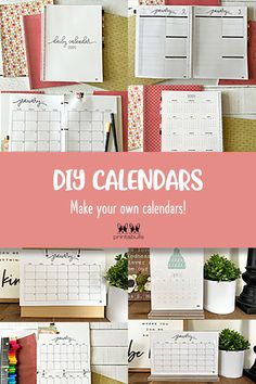 Use any of our hundreds of FREE printable calendars and these DIY calendar tutorials to print and make your own homemade calendar. How To Bind A Calendar Diy, How To Make Calendar Diy, Diy Calendar Binding, Diy Calendars, Homemade Calendar, Free Printable Calendars, Flip Calendar, Make Your Own Calendar