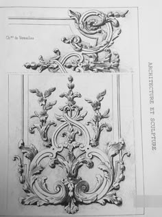 two drawings of ornate designs in black and white