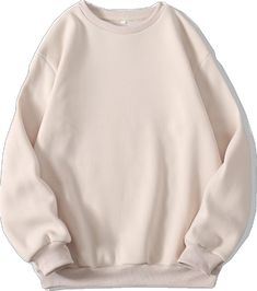 Pink Ribbed Collar Crew Neck Sweatshirt, Pink Crew Neck Sweatshirt With Ribbed Collar, Sporty Solid Color Winter Tops, Casual Solid Sweats With Ribbed Collar, Sporty Long Sleeve Beige Sweater, Casual Solid Color Crew Neck Hoodie, Casual Hoodie With Crew Neck, Solid Color Crew Neck Sweatshirt For Spring, Solid Crew Neck Sweatshirt For Spring