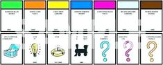 an image of different color cards with question marks and symbols for each individual to choose from