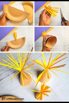 the steps to make a paper plate sunburst