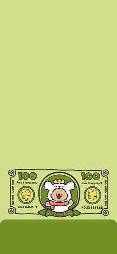 a cartoon character is sitting on top of a stack of money in front of a green background