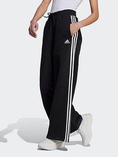 Adidas sportswear joggers material content: 78% cotton, 22% polyester washing instructions: machine washable Adidas Wide Leg Joggers, Adidas Joggers Outfit Women, Sportswear Joggers, Adidas Trousers, Track Pants Women, Adidas Joggers, Striped Wide Leg Pants, Sports Trousers, Jogging Bottoms