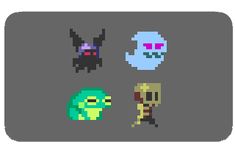 an image of pixel art with different characters