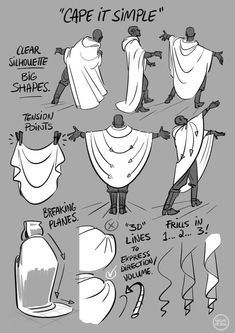 some sketches of capes that are being used to create costumes for different characters in the film