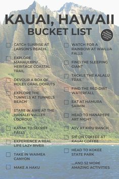 the hawaii bucket list with mountains in the background