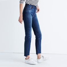 The Perfect Vintage Jean: Step-Hem Edition Madewell Perfect Vintage Jean, Straight Leg Jeans Outfits, Jeans Outfits, Easy Winter Outfit, Summer Jeans, Jean Trends, Raw Hem Jeans, Denim Trends, Winter Outfits For Work