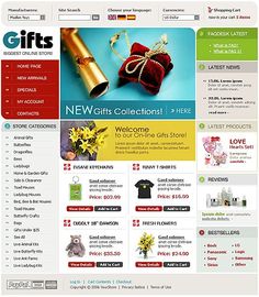 the website for gifts is displayed with an image of a gift bag and other items