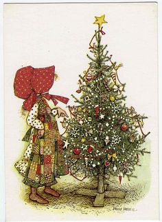 Holly Hobbie Christmas postcard. Holly Hobbie Christmas, Holly Hobbie Doll, Hobby Lobby Decor, Anne Geddes, Sarah Kay, Holly Hobbie, 자수 디자인, Christmas Memory