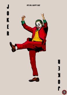 a drawing of a joker in red and yellow