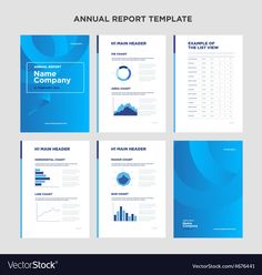 an annual report is shown in blue and white