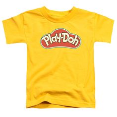 Officially Licensed Merchandise. Printed in the U.S.A. 100% Cotton High Quality Pre Shrunk Machine Washable T Shirt Design Will Not Fade, Crack or Peel After Multiple Washes. State of the Art Digitally Printed Clothing. Made to Order. Takes 2-5 Business Days to Make to Perfection. Hasbro Play Doh, Logo Yellow, Cotton Hoodies, Black Shirts Women, Yellow Tees, T Shirt Logo, Mens Workout Shirts, Printed Clothing, Family Halloween Costumes