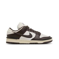 The '80s B-Ball Icon Returns With Classic Details And Throwback Hoops Flair. Channeling Vintage Style Back Onto The Streets, Its Padded Collar And Extra-Puffy Silhouette Let You Take Your Game Anywherein Comfort. Dunks Shoes Brown, Brown Low Dunks, Vintage Nike Brown Sneakers, Brown Dunk Lows, Dark Driftwood Nike Dunk, Olive Green Shoes, Low Cut Shoes, Nike Brown, Black Leather Sneakers