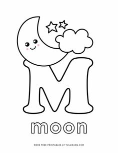 the letter m is for moon coloring page