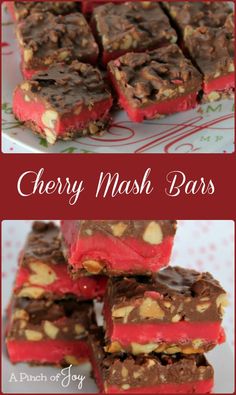 cherry mash bars stacked on top of each other