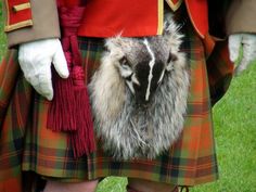 kilt with badger sporran Gaelic Culture, Kilt Men Fashion, Outlander Kitchen, Culture Inspiration, Scotland Kilt, Clan Tartans, Celtic Fashion, Scottish Dress