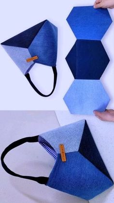 an image of someone making a tie out of felt and fabric material that looks like hexagons