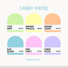 the candy pastel colors in different shades