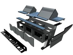 a computer desk with two monitors on top of it next to a keyboard and mouse pad