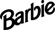 the word barbie written in black on a white background