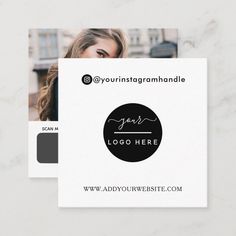 a white business card with a black circle and the words your logo here on it