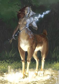 a woman riding on the back of a brown and white horse next to a forest