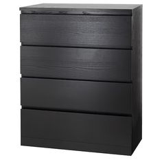 a black dresser with three drawers on top