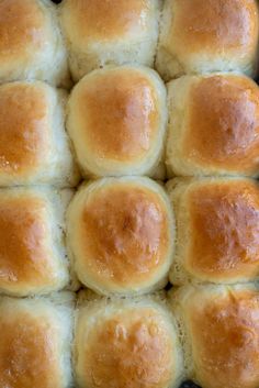 a close up view of some bread rolls