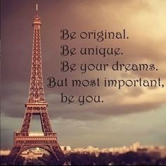 the eiffel tower is shown with an inspirational quote