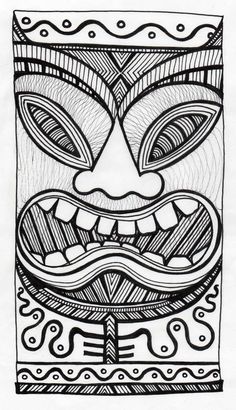 a black and white drawing of a mask