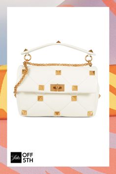 Large Rockstud Quilted Leather Shoulder Bag Quilted Leather, Color Ivory, 7 H, Leather Top, Luxury Handbags, Valentino Garavani, Leather Shoulder Bag