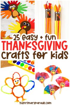 the 25 easy and fun thanksgiving crafts for kids to make with paper plates, crayons