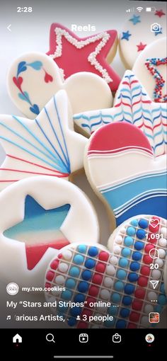 an image of some cookies that are decorated like stars and stripes on the front of them