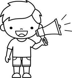 a boy with a megaphone coloring page