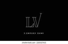 the letter lv is made up of thin lines and letters that are black in color