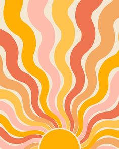 the sun is shining brightly in an abstract pattern with wavy lines, and it appears to be very colorful